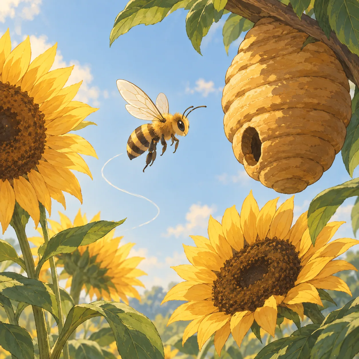 Six pencil sketch panels showing how to draw a bee step by step