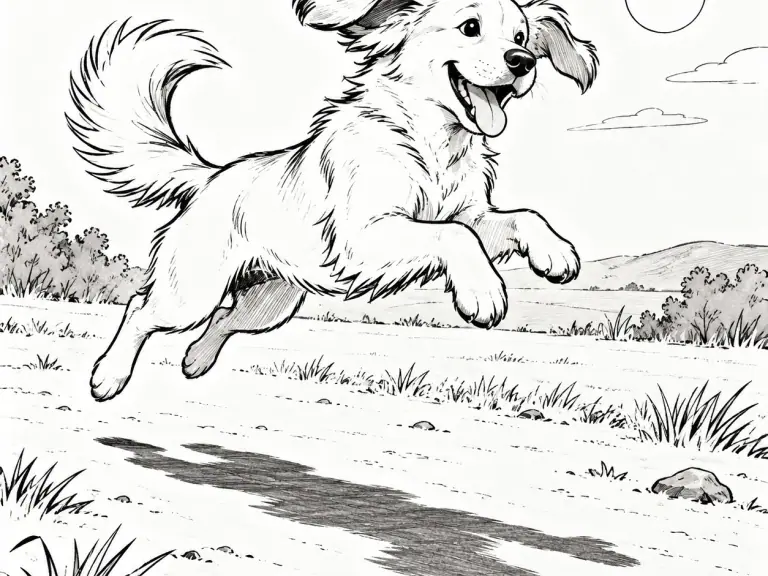 A dog caught in a playful moment