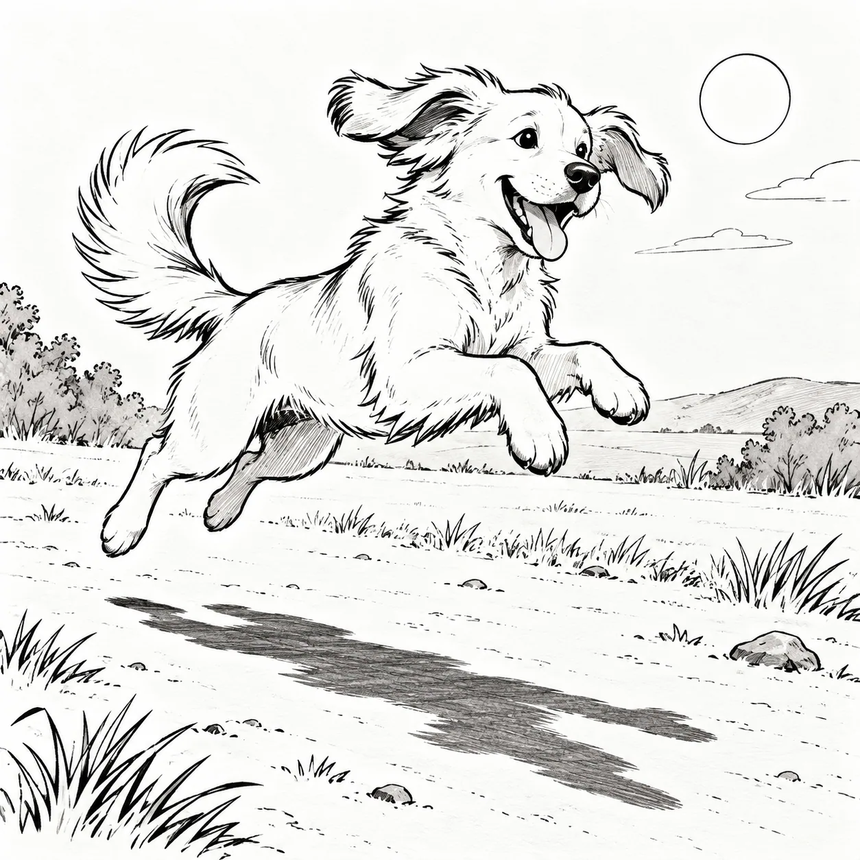 A dog caught in a playful moment