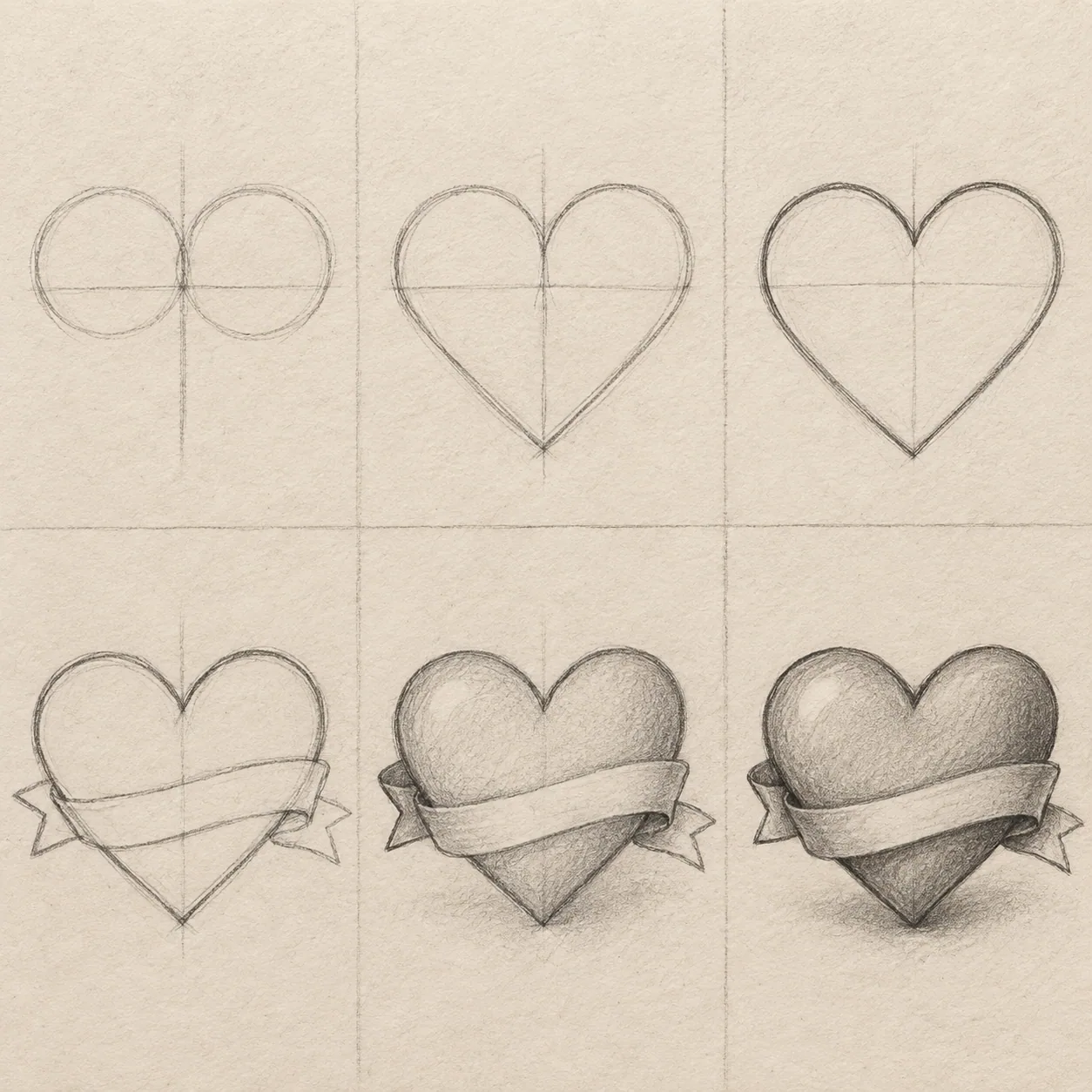 A small pencil sketch sequence showing a simple subject from first line to finish