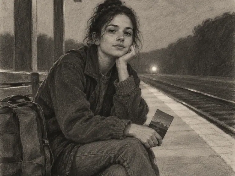 A person looking calmly toward the camera