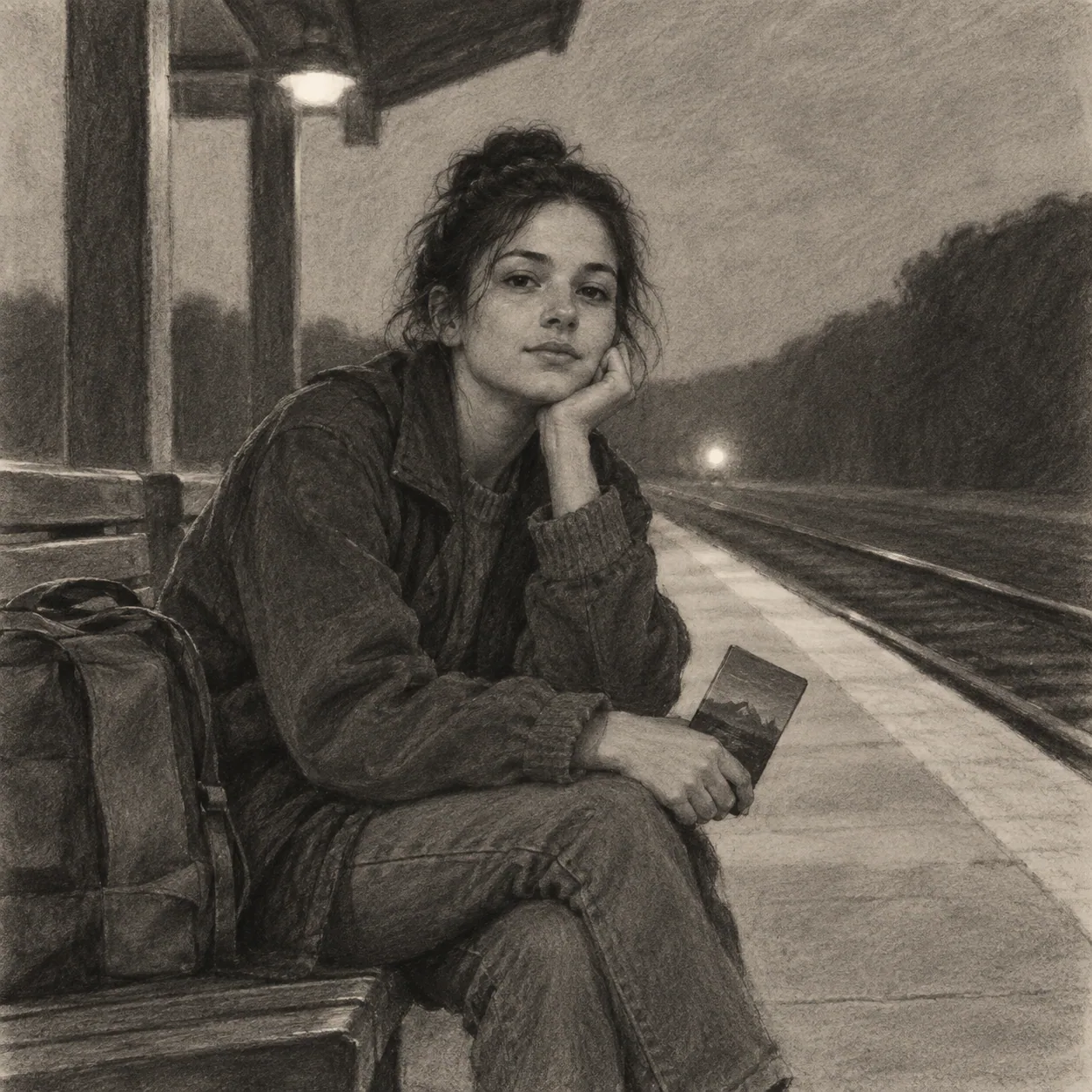 A person looking calmly toward the camera